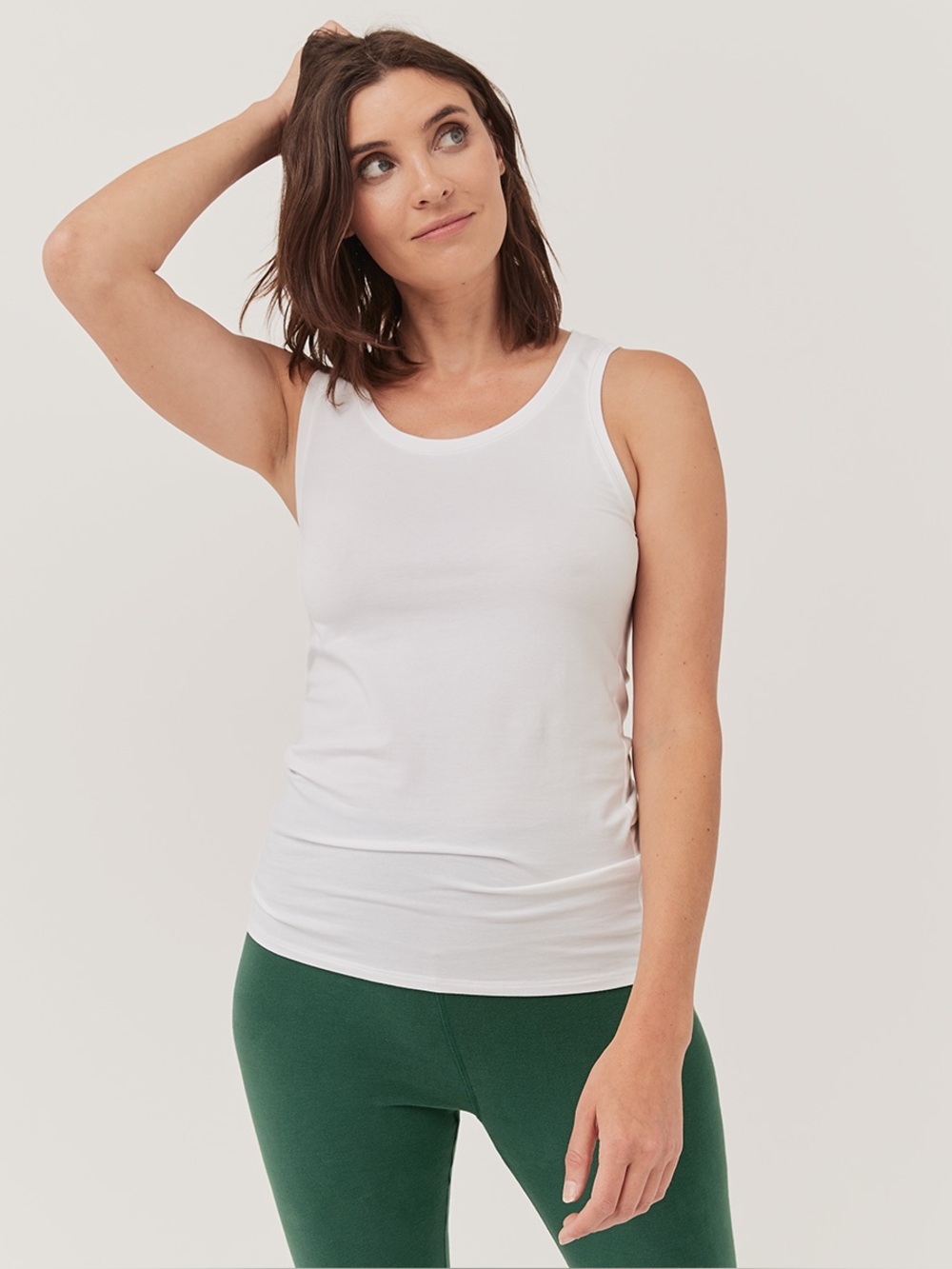 ‼️NWOT: Pact Organic White Cool Stretch Fitted Tank - XL